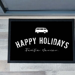 Doormat, Custom Printed, Camping, Happy Holidays, Various Colors, Custom, Non-Slip and Washable, with Border