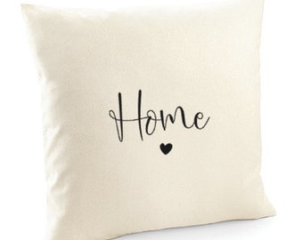 Kissen bedruckt mit "Home", Fairtrade-zertifizierte Baumwolle, Farbe natural, 40 x 40 cm