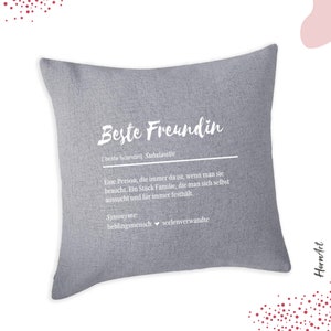 Cushion printed with Best Friend, linen look, various colours, 40 x 40 cm image 1