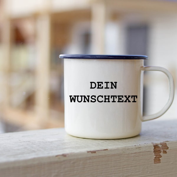 Emaille Tasse bedruckt mit deinem individuellen Aufdruck