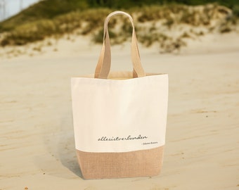 Sac en jute imprimé avec inscription // Tout est connecté // Sac en coton // Shopper // Sac de plage // Sac shopping