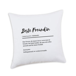 Cushion printed with Best Friend, linen look, various colours, 40 x 40 cm Weiß