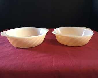 Set of 2 Fire King Peach Lustre Casserole Dishes