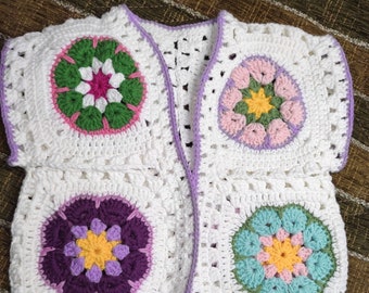 Gilet au crochet pour bébé fait à la main, gilet en tricot pour bébé nouveau-né