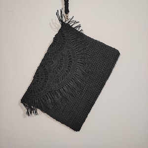 Bolso de mano de rafia de crochet: bolso de mano de cuerda de papel hecho a mano