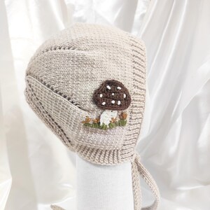 Hand-Knitted Mushroom Bonnet: Crochet Acrylic Adult Hat