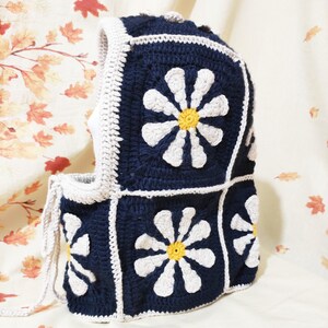 3D Flower Crochet Balaclava: Granny Square Winter Hat