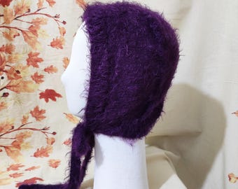 Gorro morado tejido a mano: gorro de invierno violeta
