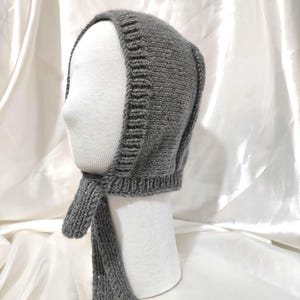 Handmade Sparkle Gray Crochet Bonnet: Cozy Acrylic Winter Hat