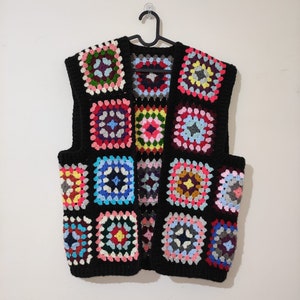 Granny Square Crochet Vest: Handmade Sleeveless Acrylic Top