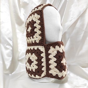 Crochet Granny Square Balaclava: Cotton Acrylic Blend Winter Hat