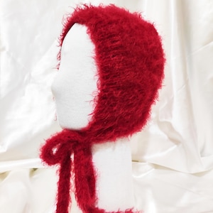Hand-Knitted Mohair Crochet Bonnet: Cozy Winter Hat