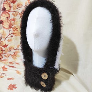 Hand-Knitted Mohair Balaclava Bonnet: Gray & Brown Crochet Adult Size