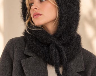 Hand-Knitted Soft Fluffy Hood: 18 Different Color Option Cozy Winter Hat Balaclava, Balabonnet