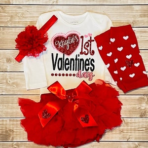 MY FIRST VALENTINES Day Baby Girl Outfit-baby girl valentines outfit-baby girl my first valentines outfit-red heart-daddy&#39;s valentine, Tutu
