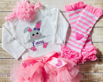 GIRLS 1st EASTER Outfit, My First Easter Baby Girl Outfit, Baby Girls Easter Day Outfit, Easter Bunny, Easter Outfit, Personalized Easter