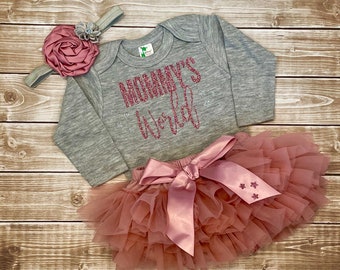 MOMMY&#39;S WORLD, Baby Girl Outfit, Take Me Home, Baby Photo Outfit, Rose Gold Set, Baby Girl Clothing, Mommys Girl, New Baby, Tutu, New Mom