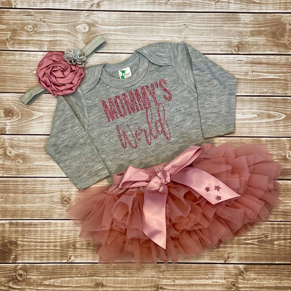 MOMMY'S WORLD, Baby Girl Outfit, Take Me Home, Baby Photo Outfit, Rose Gold Set, Baby Girl Clothing, Mommys Girl, New Baby, Tutu, New Mom