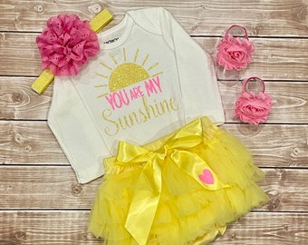YOU are MY SUNSHINE, Baby Girl Outfit, Take Me Home, Newborn Girl Clothing, Cute Baby Girl Clothing, Baby Girl Tutu, New Baby, Sunshine,Pink
