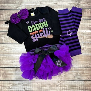 GIRLS 1st HALLOWEEN OUTFIT, My First Halloween Baby Girl Outfit,Baby Girls First Trick or Treat,I&#39;ve Got Daddy Under My Spell,Halloween Tutu