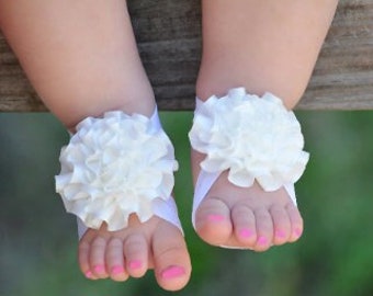 BABY SANDALEN OP Blote voeten - Boutique-stijl op blote voeten - babysandaal - sjofele schoenen - pasgeboren sandalen - elastische sandaal - bloemtenen - eerste schoenen - babywit