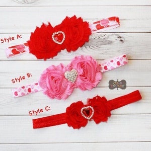 BABY GIRL VALENTINE Headband-Infant Valentine&#39;s Headband, 1st Valentine&#39;s, Heart Headband, Red Baby Headband, Valentine Photo Prop, Elastic
