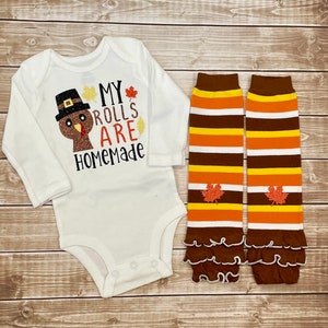 thumbnail image 2 of Baby Thanksgiving Outfits Baby Girl Thanksgiving Outfit - Turkey Romper & Pumpkin Flare Pants 3-Piece Set Thanksgiving Baby Costume 2 of 11
