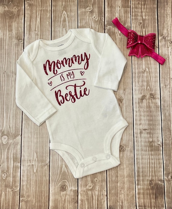 BABY GIRL OUTFIT Mommy is My Bestie Mama s Girl Mommy s Girl Baby Girl Outfit newborn Baby Girl Sparkle Girls Hair Bow Baby Girl Gift Etsy