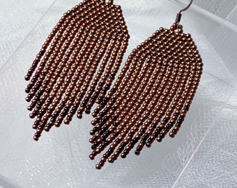 Antique Copper Seed Bead Earrings