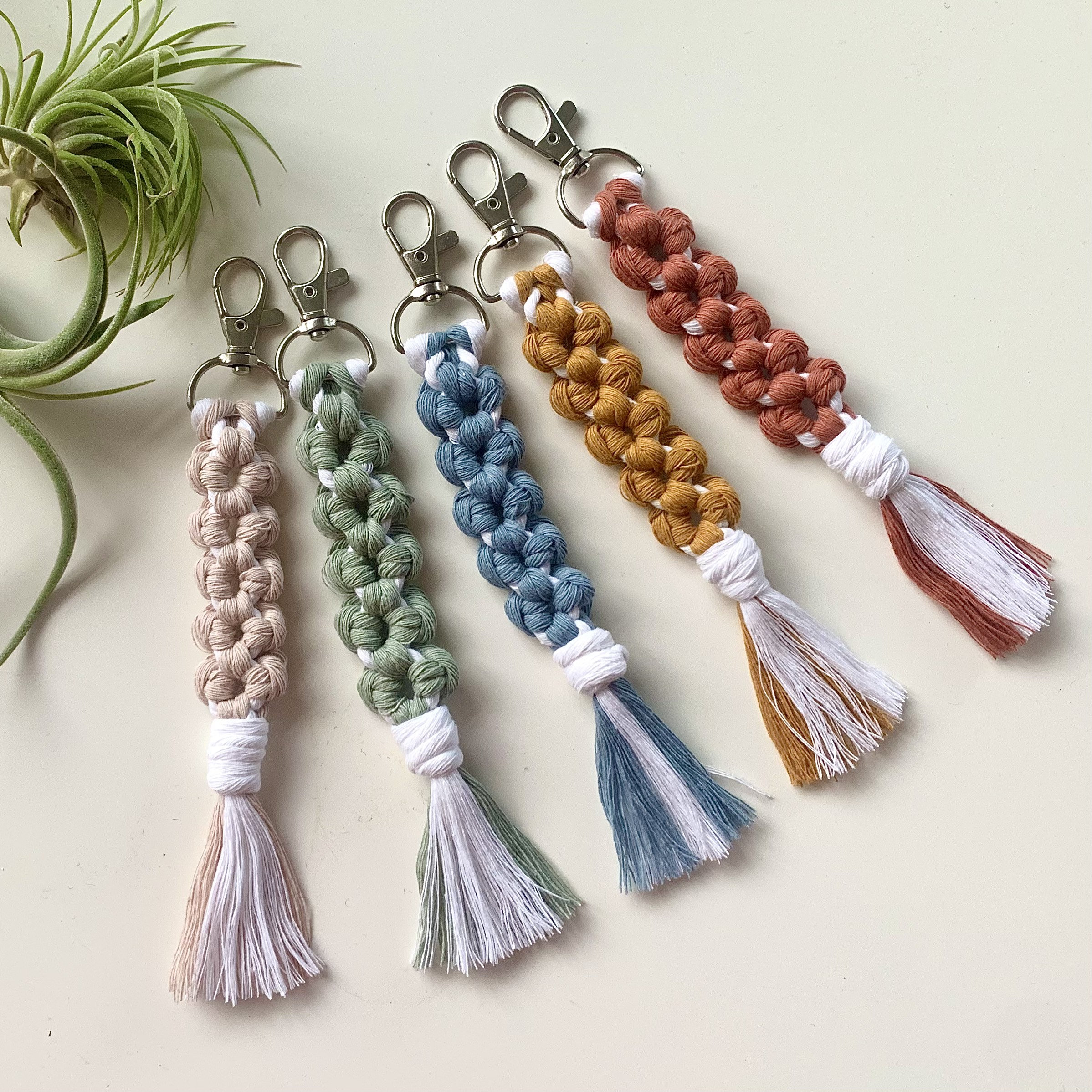 Handmade Flower Design Macrame Keychain Natural Cotton Boho Etsy