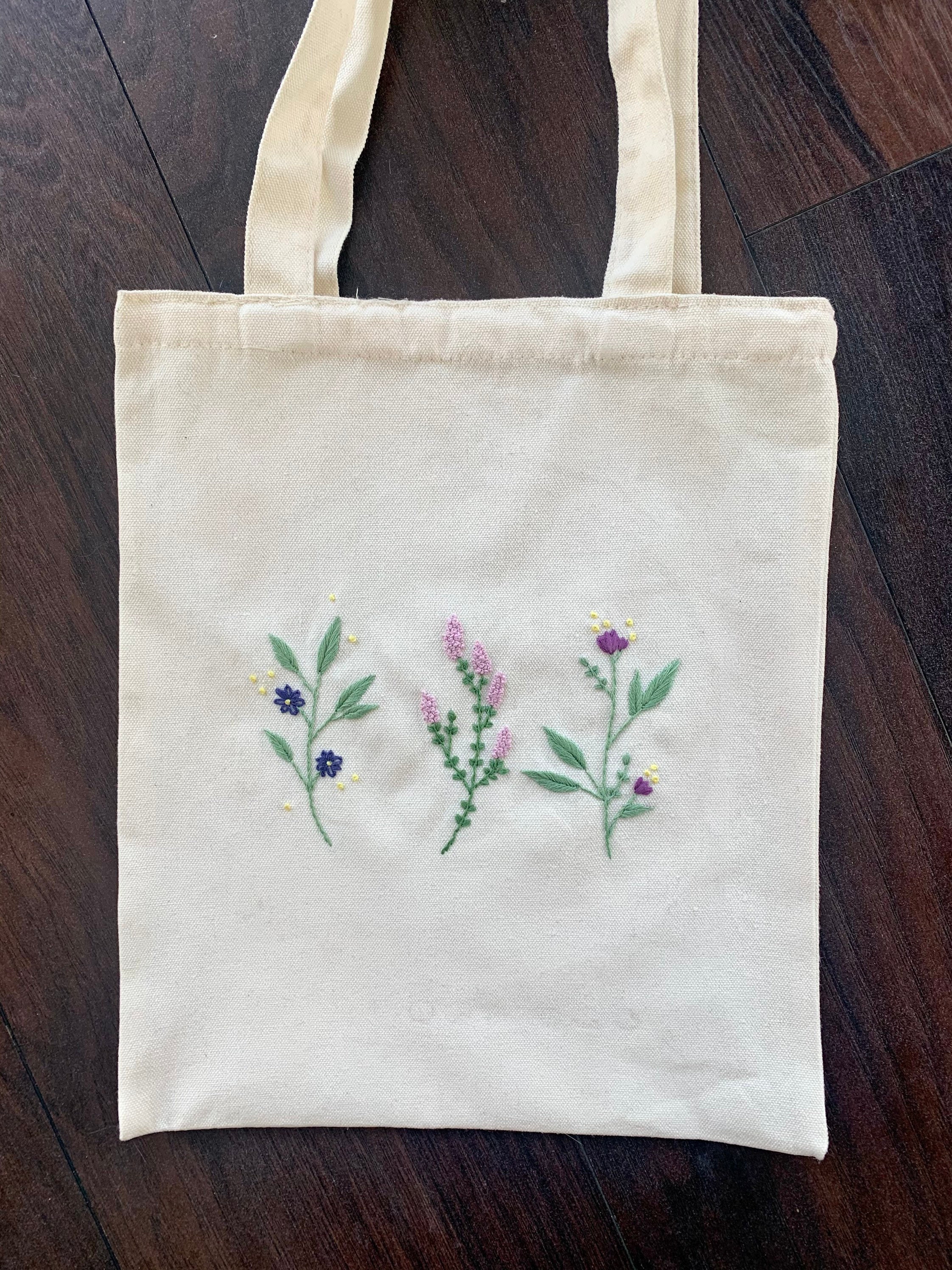 Spring Lavender and Purple Floral Pattern Embroidery Tote Bag - Etsy ...