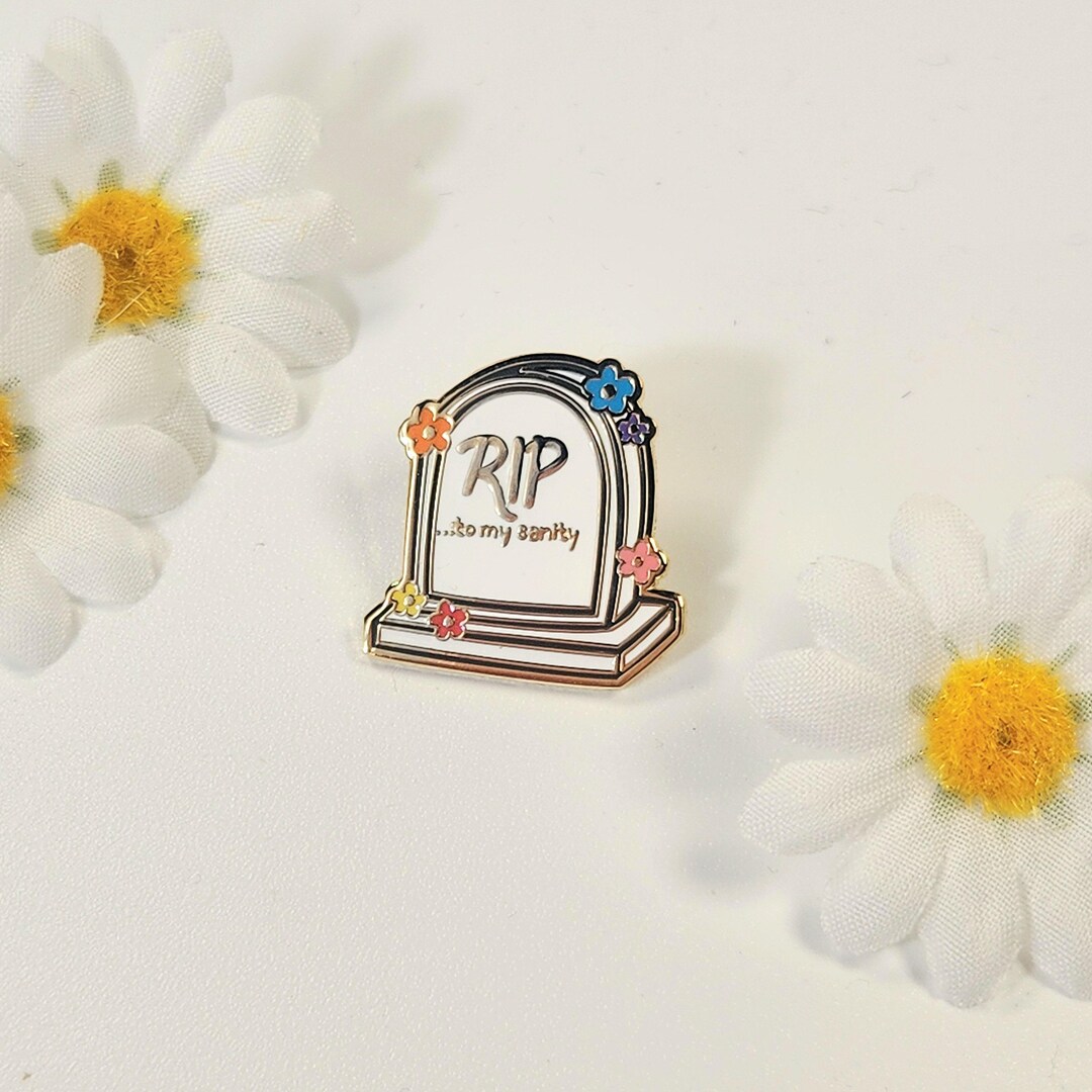 Pin Rip The Pat RIP Sanity Tombstone Enamel Pin, Hand Drawn, Novelty Brooch - Etsy