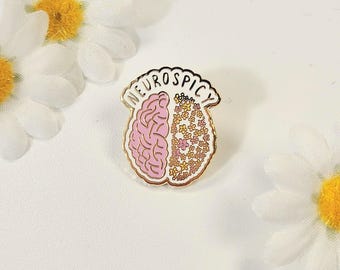 Neurospicy Gehirn Hard Enamel Pin - Hand designed