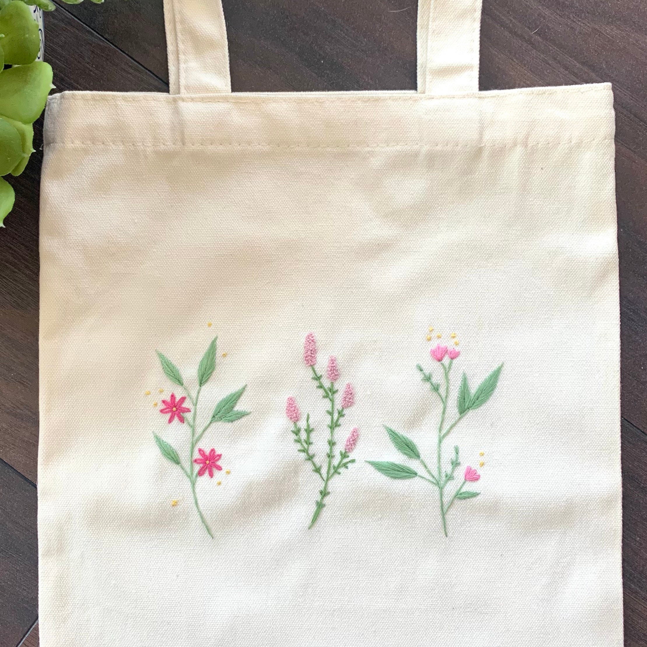 Spring Lavender and Purple Floral Pattern Embroidery Tote Bag - Etsy