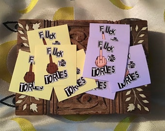 F CK the TORIES pastel background stickers ONLY 1.50