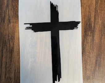 Rustic Wood Cross Vinyl Decal | Christian Vinyl Decal | Car Window Decal