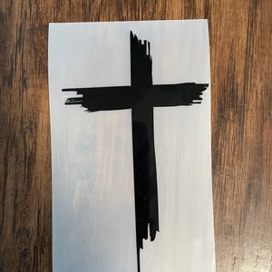 Rustic Wood Cross Vinyl Decal | Christian Vinyl Decal | Car Window Decal