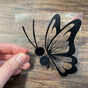 Semicolon Butterfly Decal | Mental Health Awareness, Car, Laptop