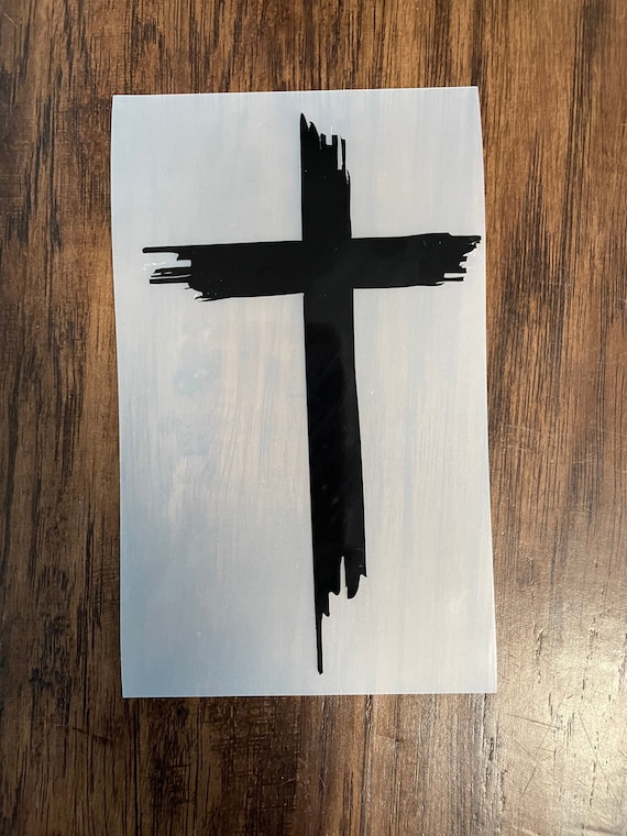 Rustic Wood Cross Vinyl Decal | Christian Car Decal