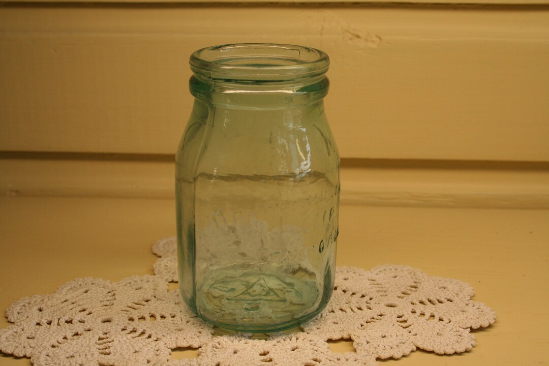 Vintage Glass Jar, Old Clear Glass Jar, Rare Glass Jar From the End of