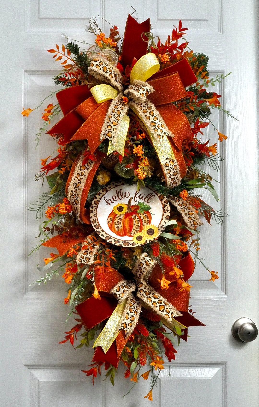 Fall Autumn Door Swag, Fall Front Door Wreath Swag, Fall Swag, Fall Door Decor, Harvest