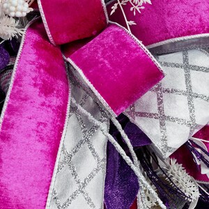 LG Elegant Winter Wreath With Silver, Purple, and Fuchsia Velvet ...