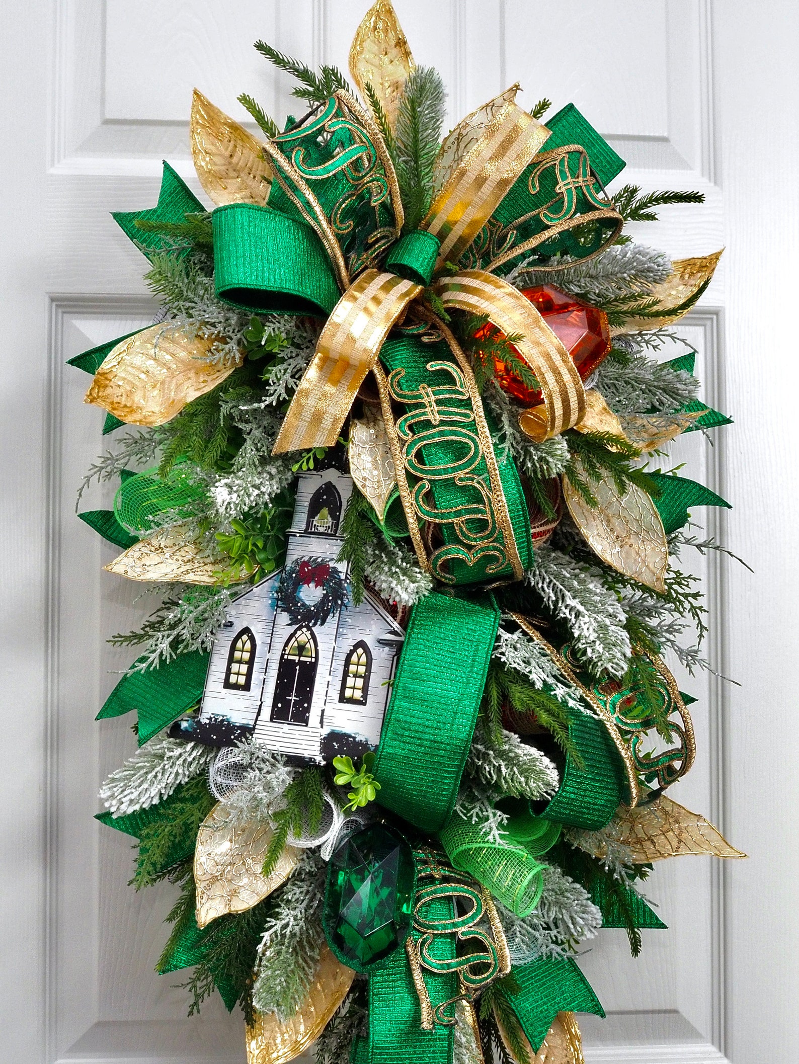 Christmas Church Swag, Winter Swag, Christmas Swag for Front Door, Christmas Outdoor Swag