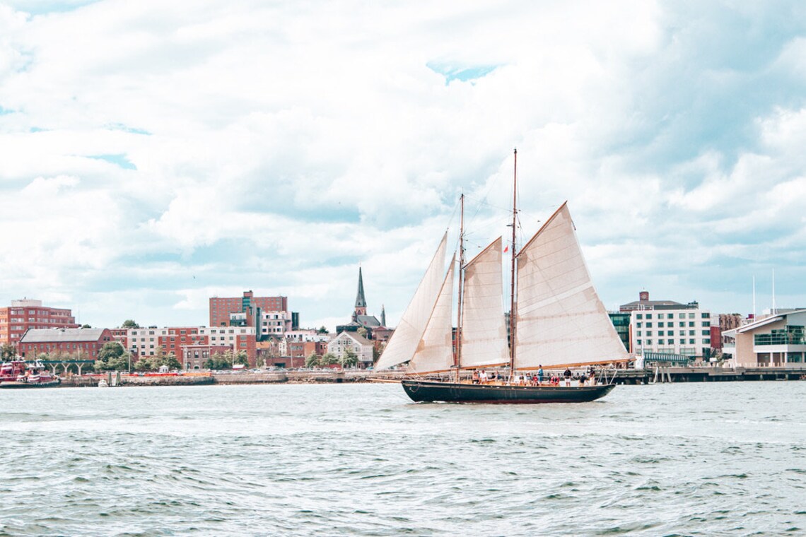 Sailboat in Portland Maine Nautical Sailing Ship Sail Etsy