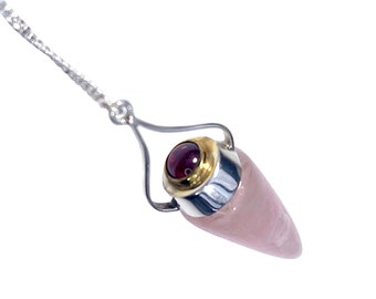 Double Gem Healing Pendulum (Rose Quartz - Garnet)