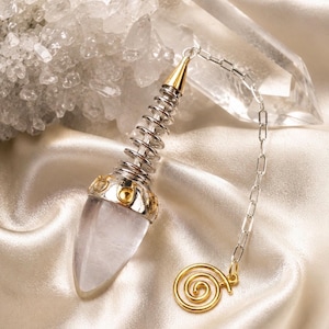 Tesla Coil Pendulum, Sterling Silver with Himalayan Quartz