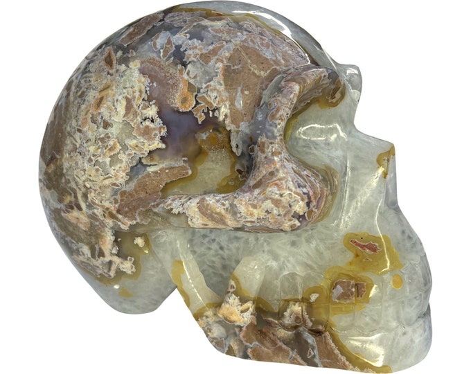 Agate Druzy Human Size Skull