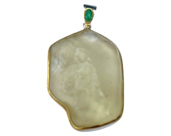 Emerald & Raw Libyan Gold Pendant