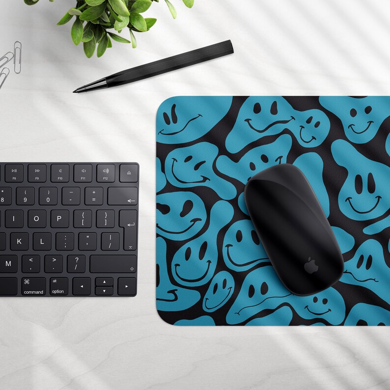 Melting Dripping Smiley Face Mouse Pad Trendy Mousepad Etsy