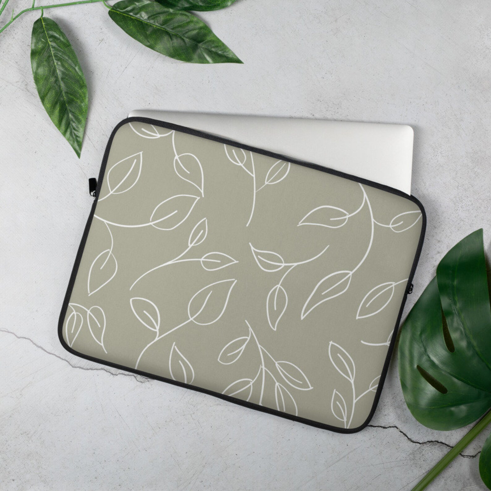 Sage Green Leaf Laptop Sleeve 13 Inch Botanical Laptop Etsy